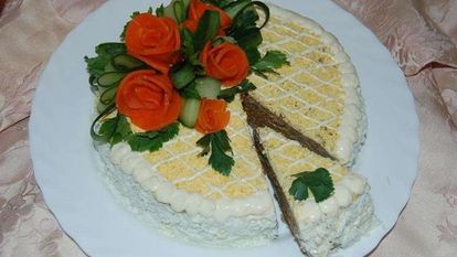 Рецепт Печеночного торта из говяжьей печени