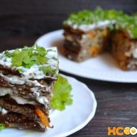 Рецепт Печеночного торта с морковью и луком