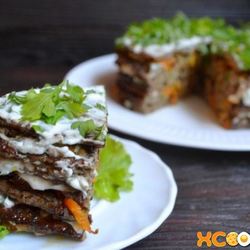Рецепт Печеночного торта с морковью и луком