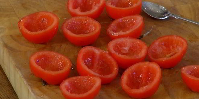 Рецепт помидоров, фаршированных треской и картофелем