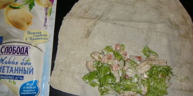 Рецепт ролла с курицей и овощами