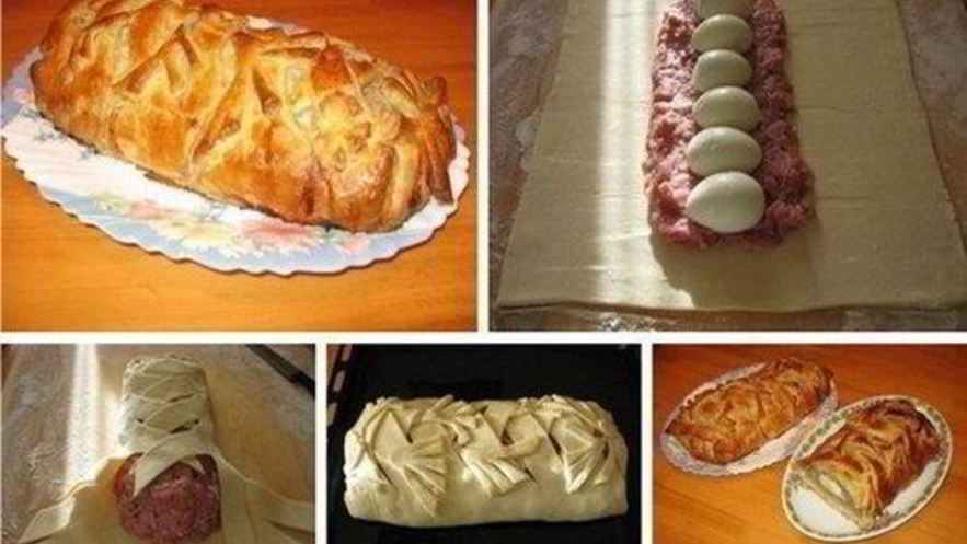 Рецепт домашнего мясного рулета в тесте