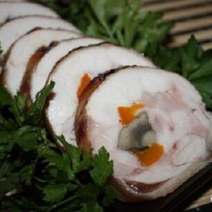 Рецепт Куриного рулета с грибами и перцем