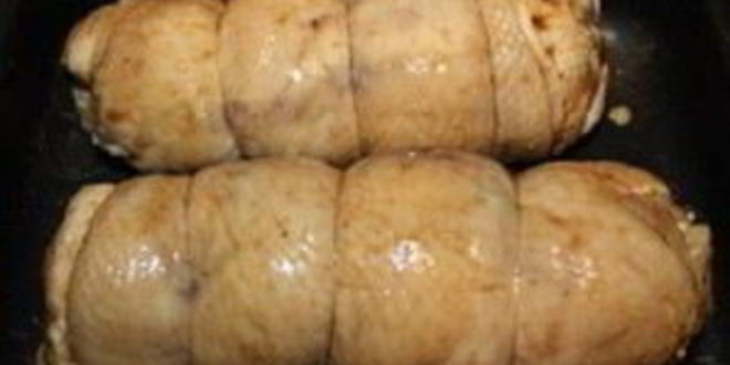 Рецепт куриного рулета с грибами и перцем