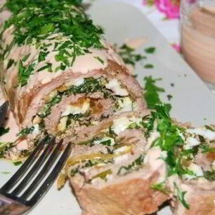 Рецепт Рулета из фарша с грибами
