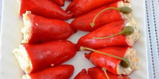 Рецепт рулетиков из перца с рыбной начинкой