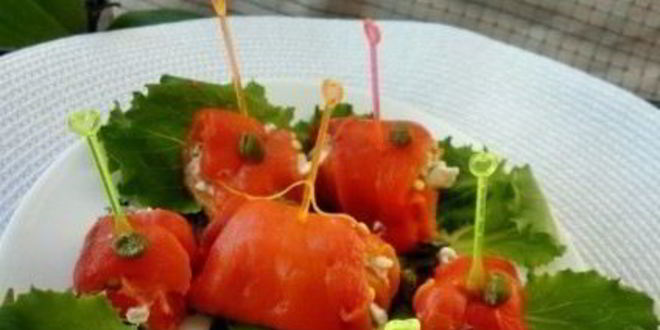 Рецепт рулетиков из перца с рыбной начинкой