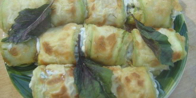 Рецепт закусочных рулетиков из кабачков
