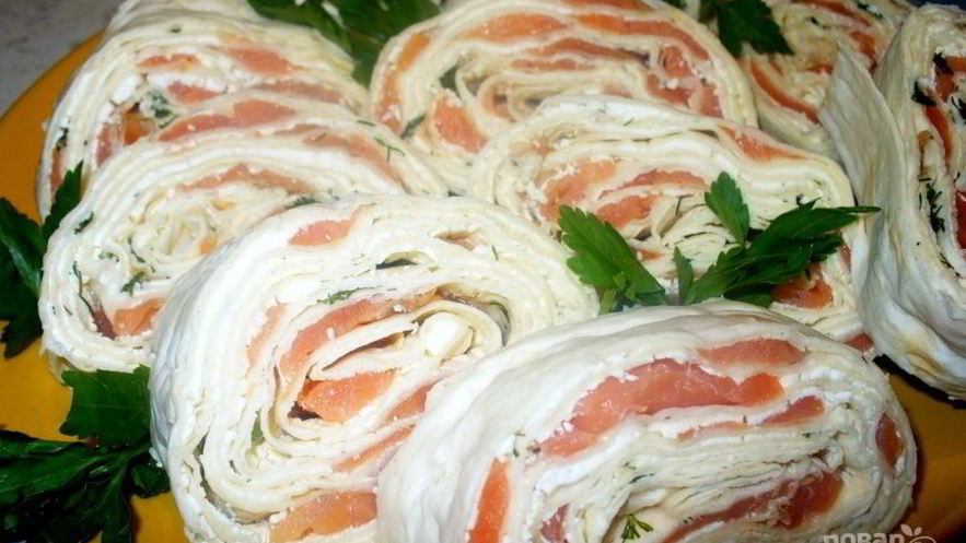Рецепт семги в лаваше с сыром