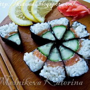 Рецепт Суш-ролла Огуречный цветок