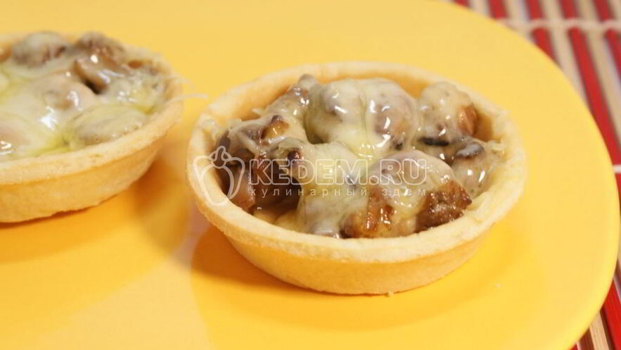 Рецепт тарталеток с грибами и сыром