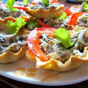 Рецепт Тарталеток с грибной начинкой