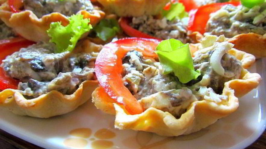 Рецепт тарталеток с грибной начинкой