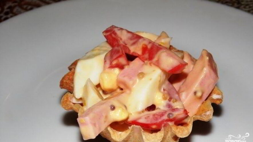 Рецепт тарталеток с копченой колбасой