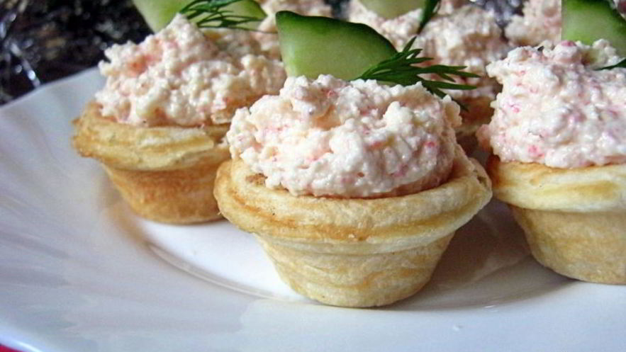 Рецепт тарталеток с крабовым паштетом