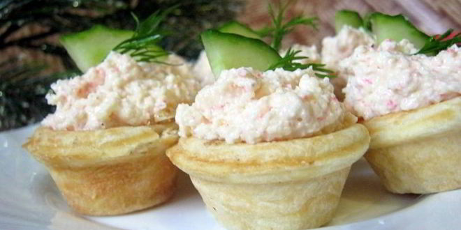 Рецепт тарталеток с крабовым паштетом