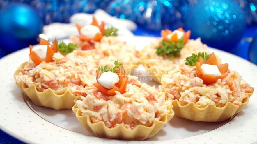 Рецепт тарталеток с крабовым салатом