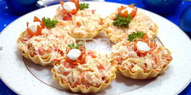 Рецепт тарталеток с крабовым салатом