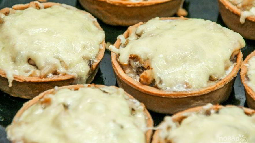 Рецепт тарталеток с сыром и грибами