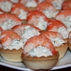 Рецепт Закусочных тарталеток с творогом и креветками