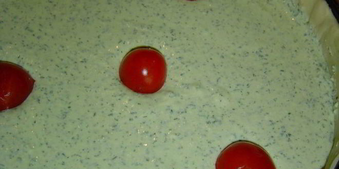 Рецепт сырно-творожного тарт с весенней зеленью