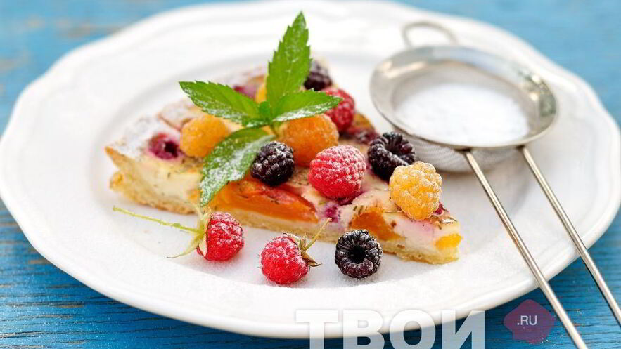 Рецепт тарта с малиной, нектаринами и тимьяном