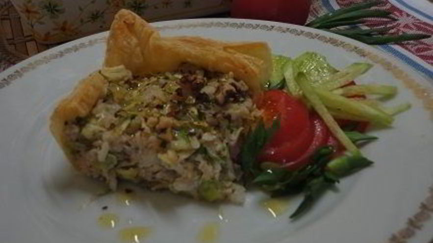 Рецепт тарта с цукини, рисом и орехами