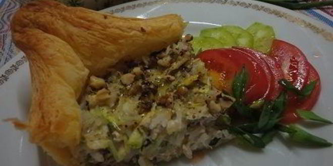 Рецепт тарта с цукини, рисом и орехами