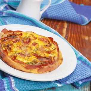 Рецепт Тарта татен с грибами, зеленой фасолью и беконом