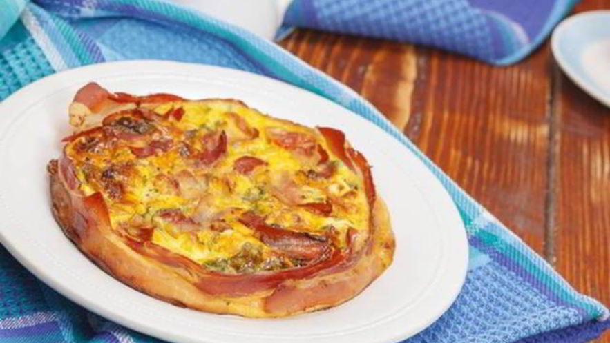 Рецепт тарта татен с грибами, зеленой фасолью и беконом