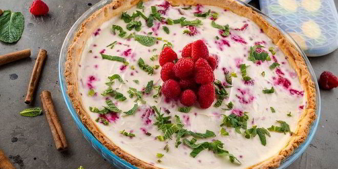 Рецепт творожного тарта с малиной
