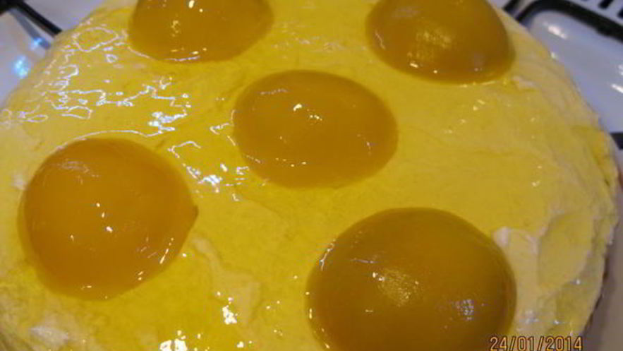 Рецепт торта яичница с персиками