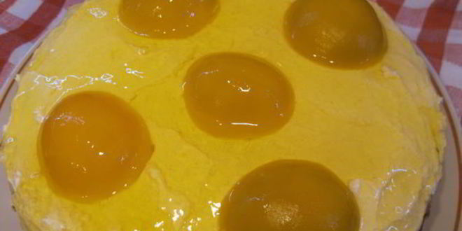 Рецепт торта яичница с персиками