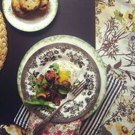 Рецепт Яичницы с грибами и беконом