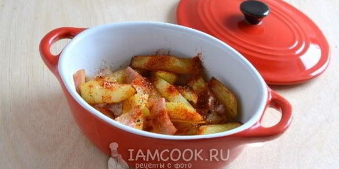 Рецепт яичницы с картофелем и беконом в духовке