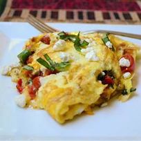 Яичница с помидорами и сладким перцем