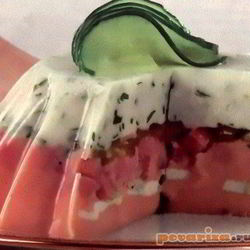 Рецепт Цветного заливного с ветчиной