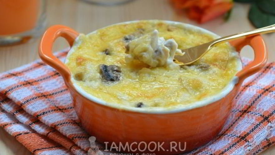 Рецепт жульена с курицей и шампиньонами в духовке