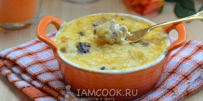 Рецепт жульена с курицей и шампиньонами в духовке